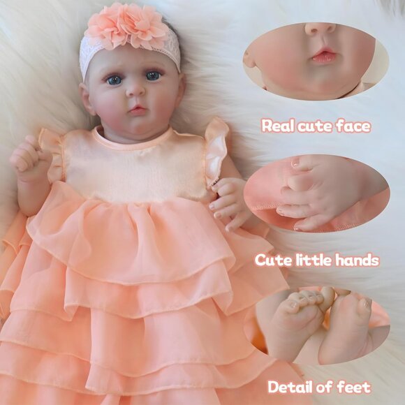 🆕18inch Soft Cloth Body Newborn Baby Poseable Limbs Jocy-Orange Baby Girl - Picture 5 of 7